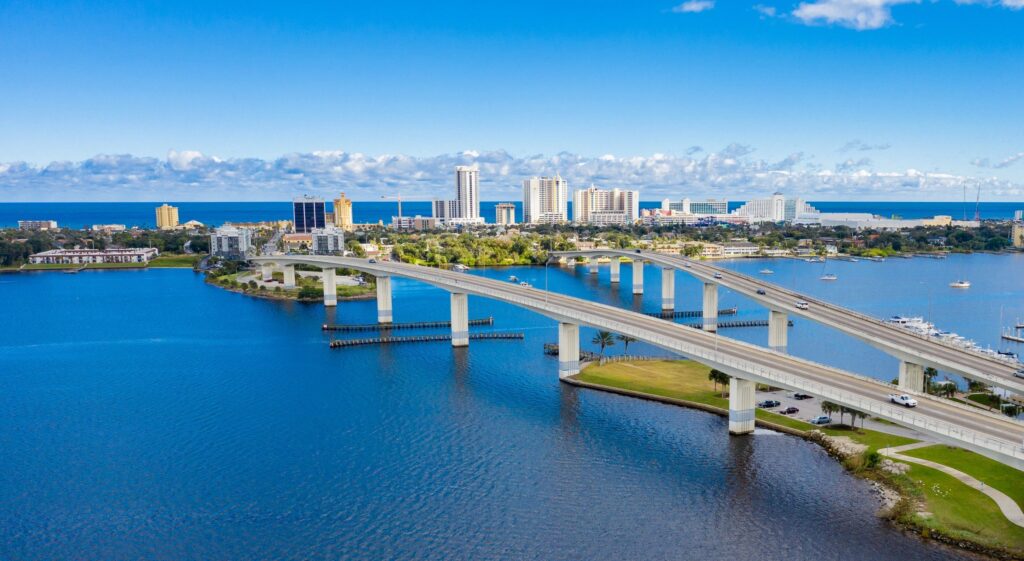 Daytona Beach Florida Skyline Aerial View
